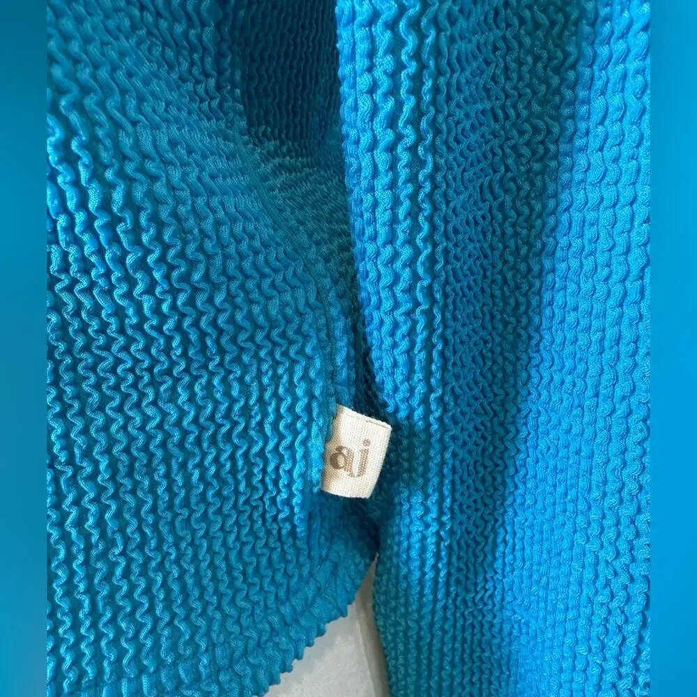 NWT Free People Araminta James Ocean Breeze Crinkle Top Azure Blue Size Medium